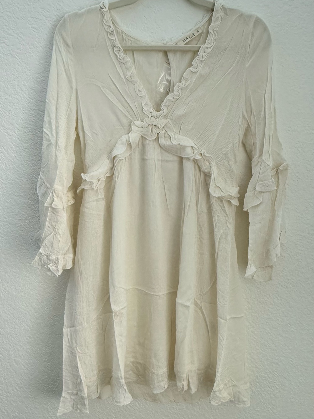 ILLA ILLA Cream Ruffle Trim Tunic Top